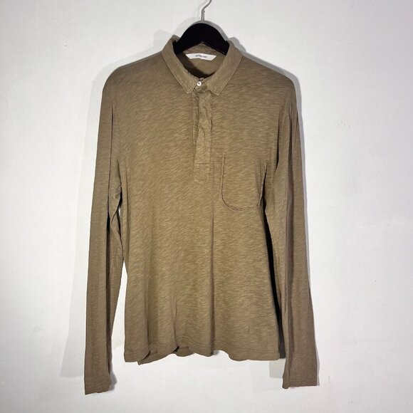 Zadig and Voltaire Togo Flamme Overdyed Olive Green Long Sleeve Polo Shirt MED - Picture 1 of 7